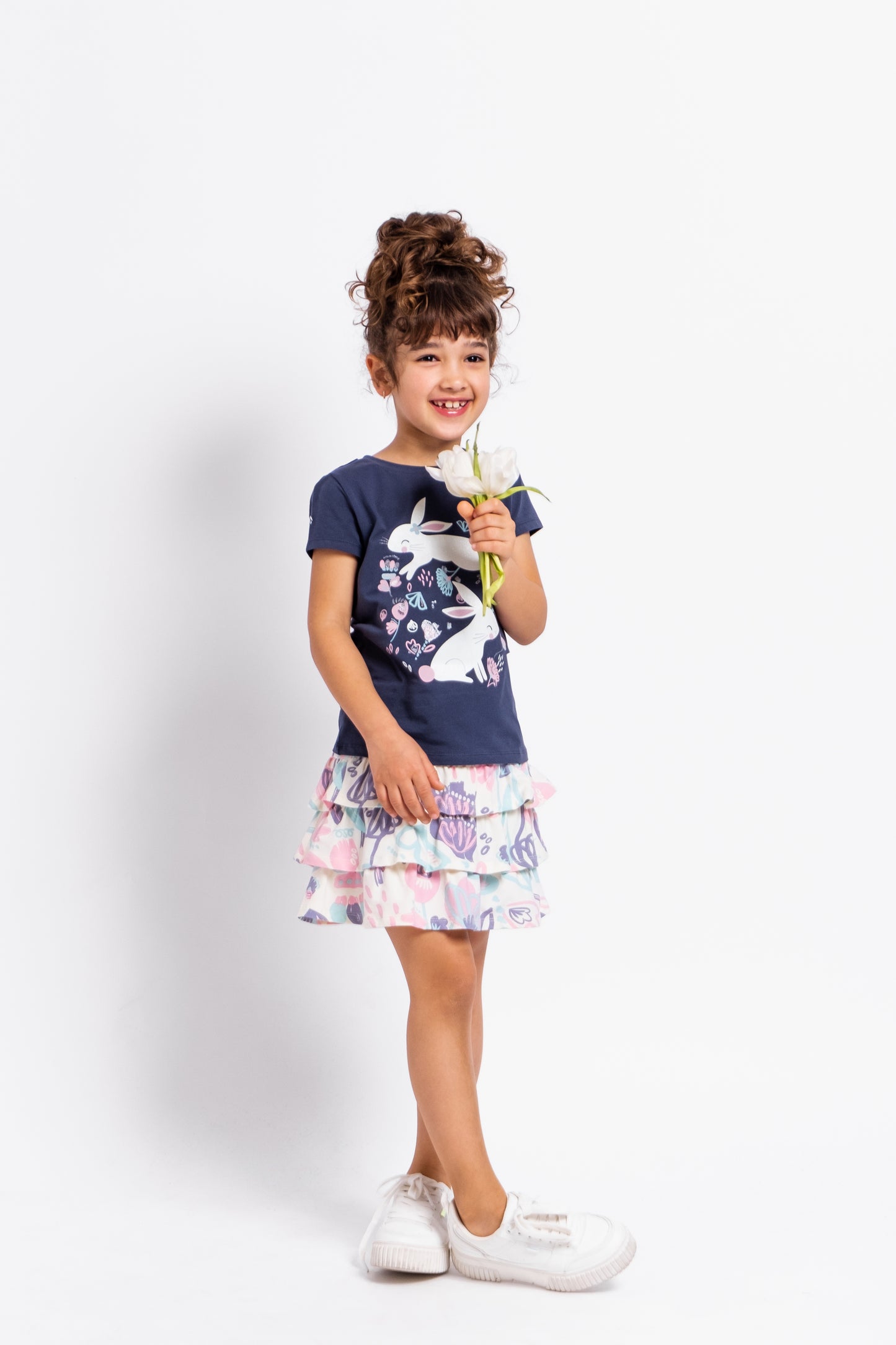 Cherubino Ruffled Floral Fantasy Skirt for Girls