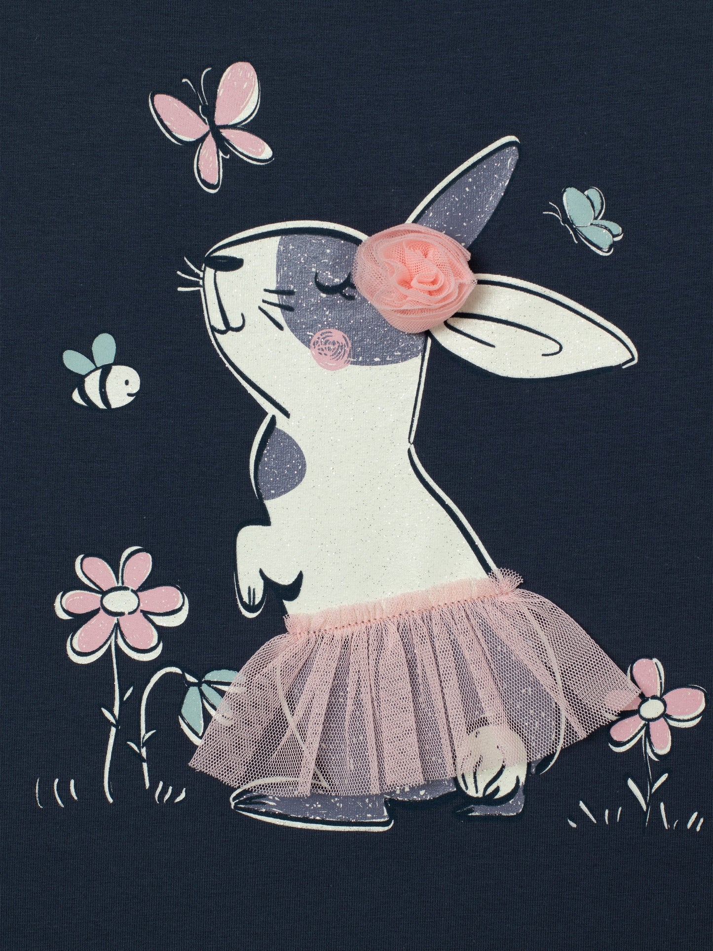 Cherubino "A-Line Charm" Bunny Print Dress for Girls in Dark Grey