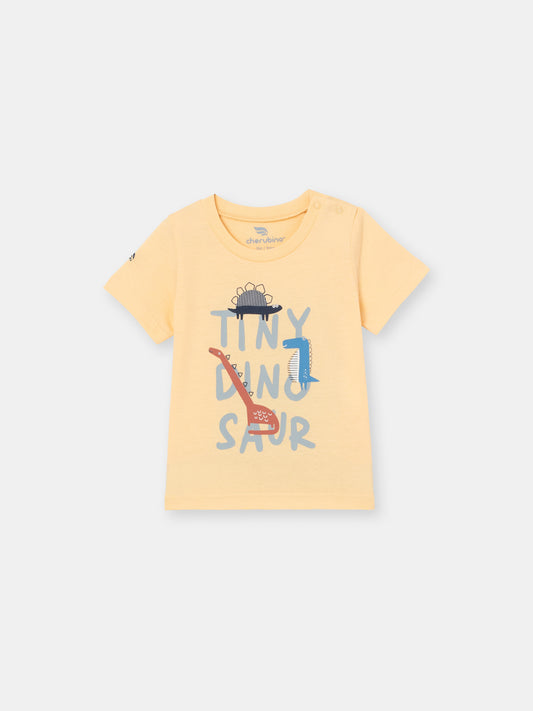 Short Sleeve T-Shirt with (Tiny Dino) Graphic - Yellow