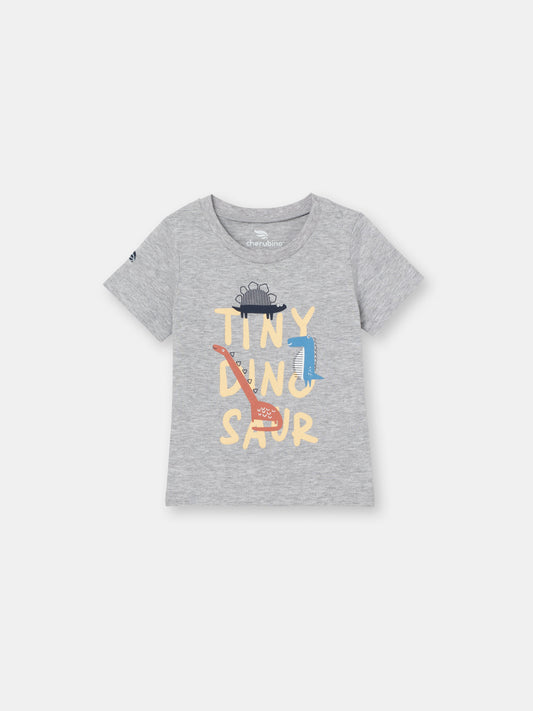 Short Sleeve T-Shirt with (Tiny Dino) Graphic - Grey