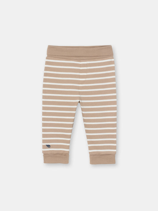 Waistband Joggers with Adjustable Cuffs in (Mini Stripe) Pattern - Brown