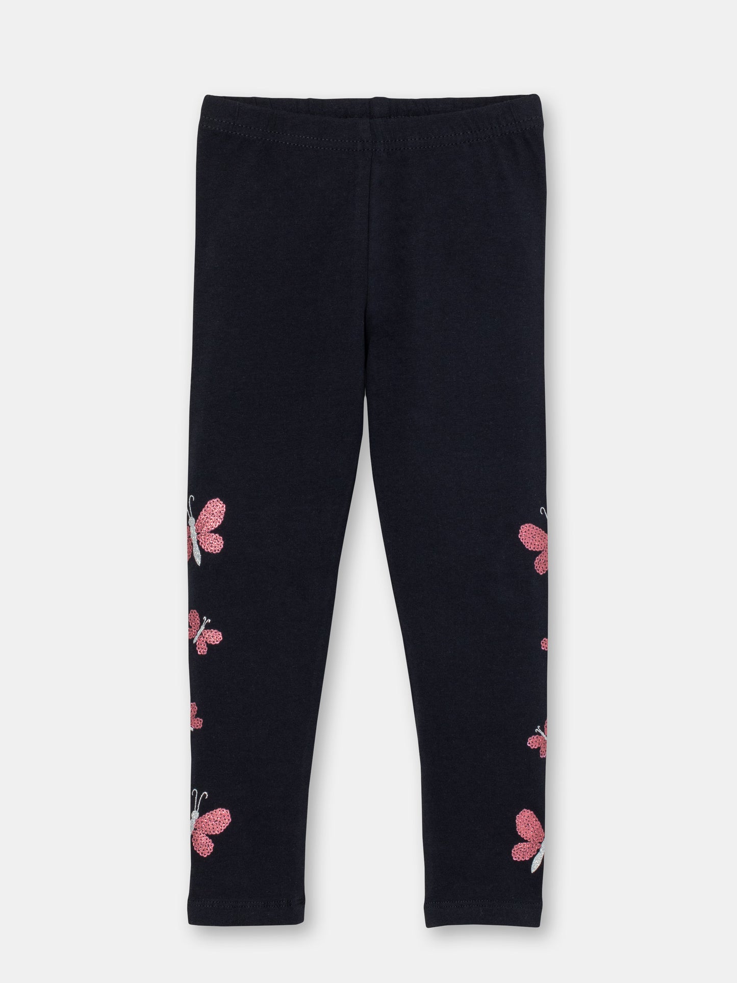 Cherubino Girls' Butterfly Print Leggings in Black - Perfect for School and Play